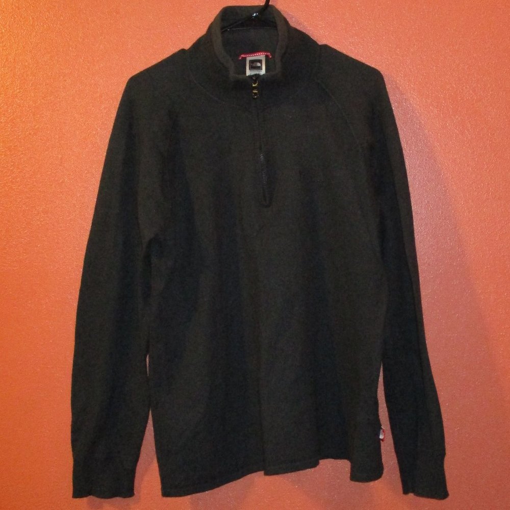 North Face Shirt Men Large Black Zip Front Outdoors Survival Long Sleeve Shirt